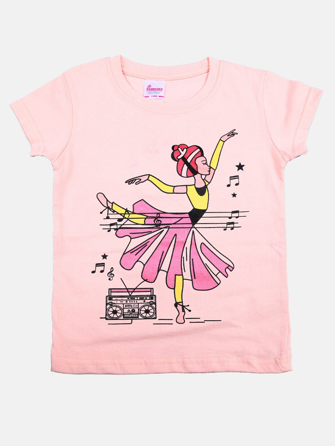 

V-Mart Girls Graphic Printed Cotton T-shirt, Pink