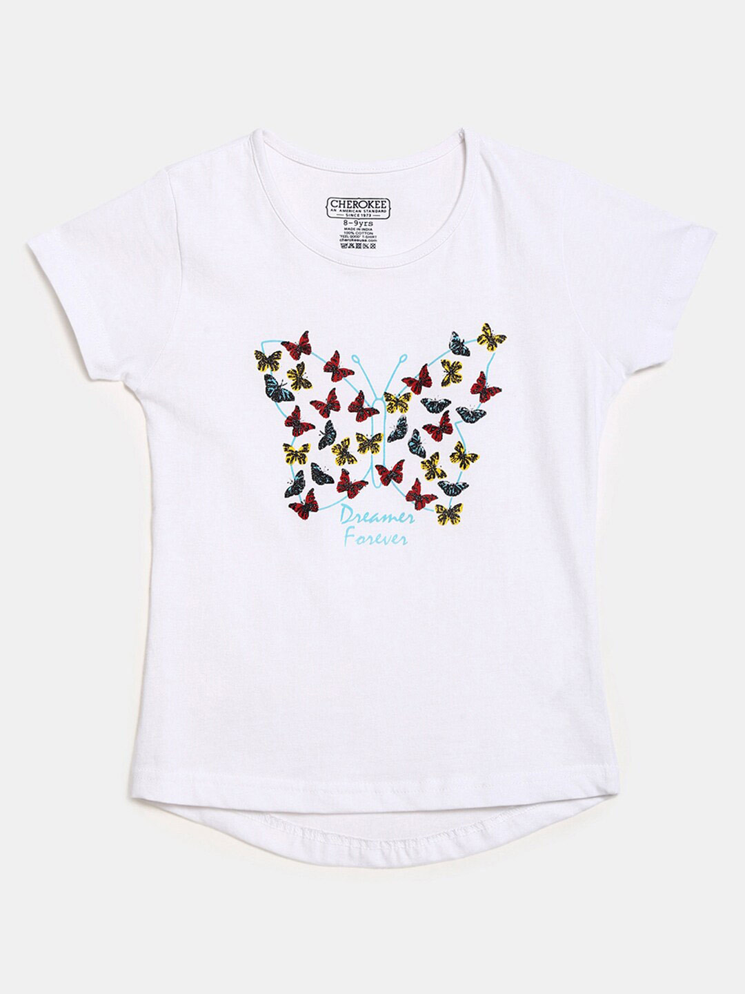 

V-Mart Girls Printed Round Neck Cotton T-shirt, White