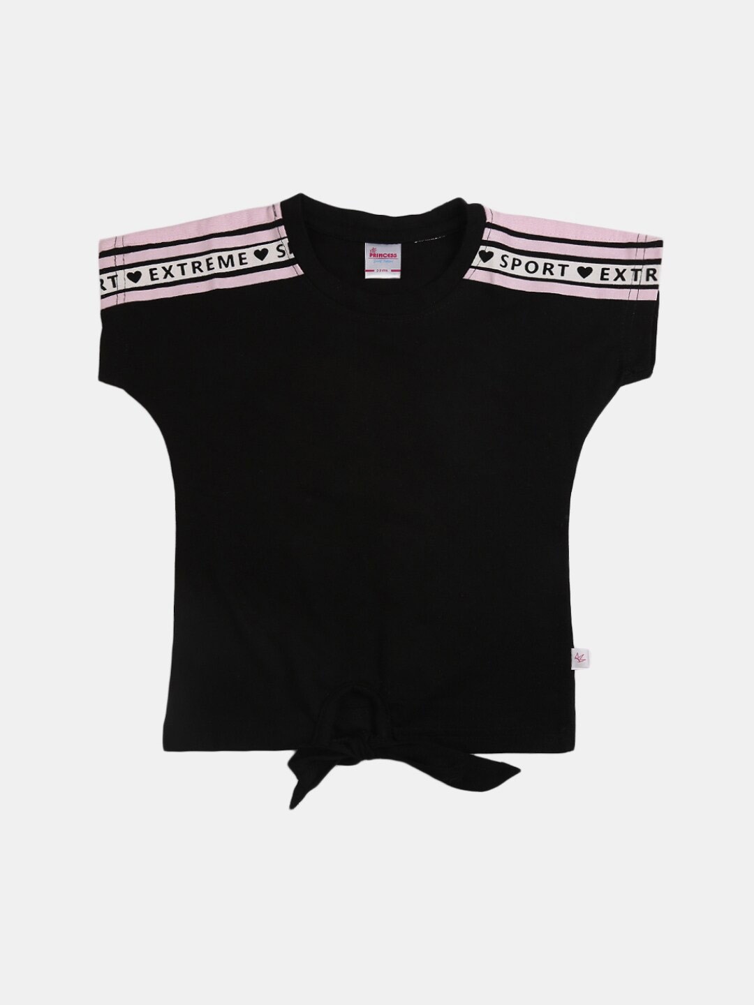 

V-Mart Girls Round Neck Extended Sleeves T-shirt, Black