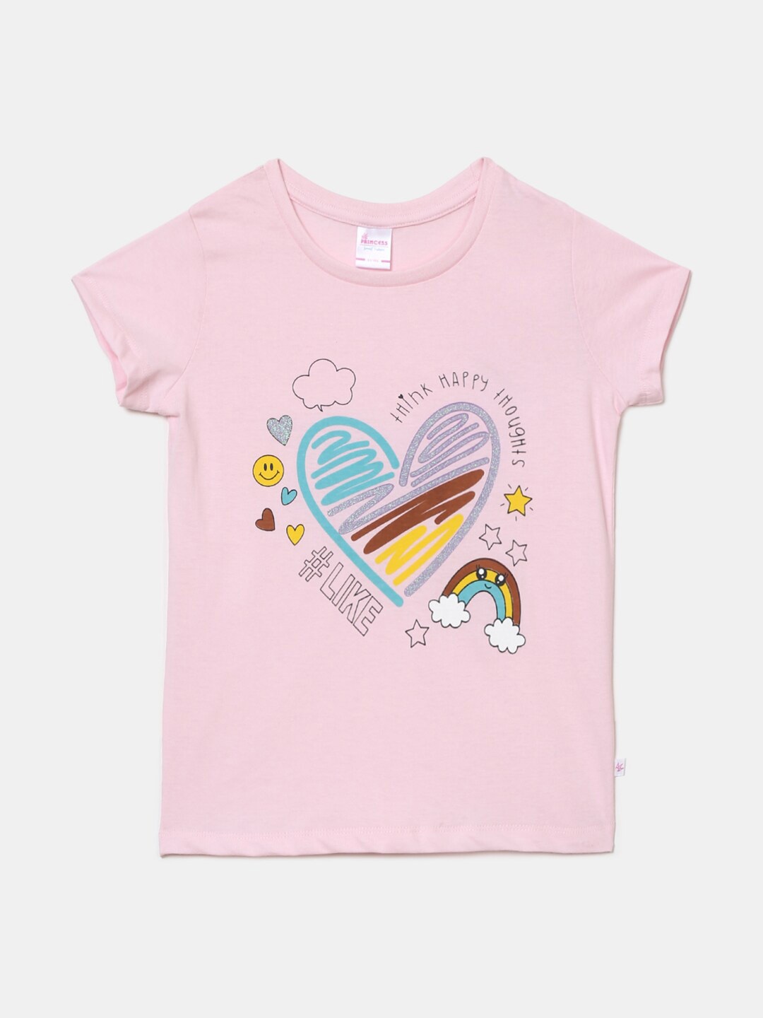 

V-Mart Girls Graphic Printed Cotton T-shirt, Pink