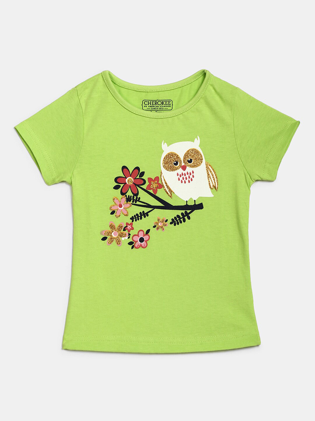 

V-Mart Girls Pack of 2 Floral Printed Round Neck Cotton T-shirt, Yellow
