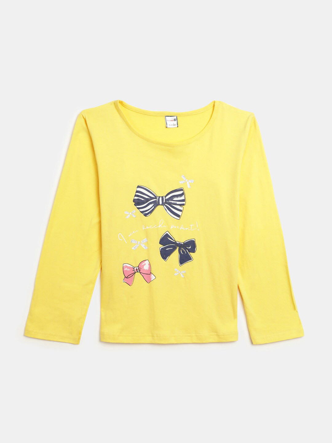 

V-Mart Girls Graphic Printed Long Sleeve Cotton T-shirt, Yellow