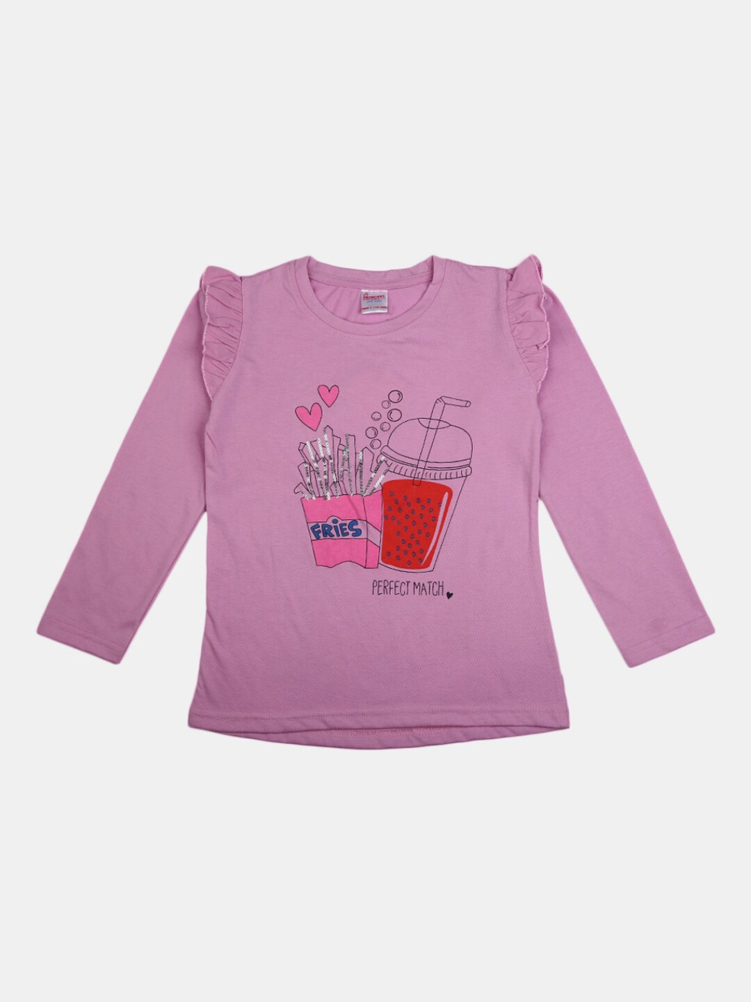

V-Mart Girls Graphic Printed Long Sleeves Cotton T-shirt, Purple