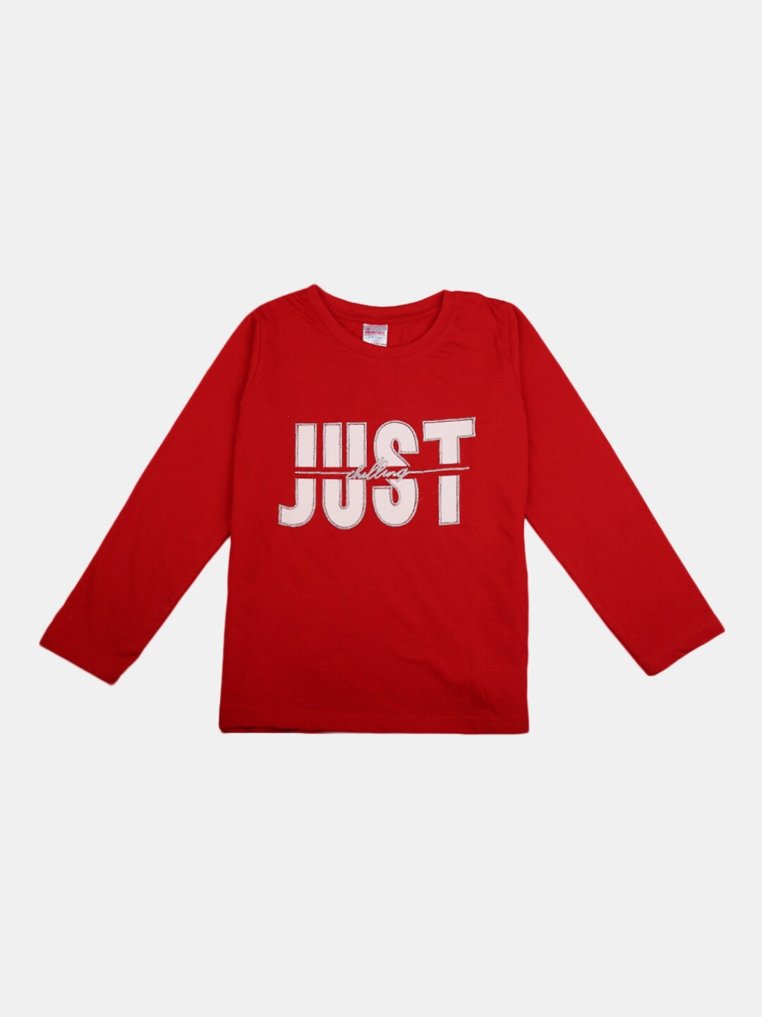 

V-Mart Girls Typography Printed Long Sleeves Cotton T-shirt, Red
