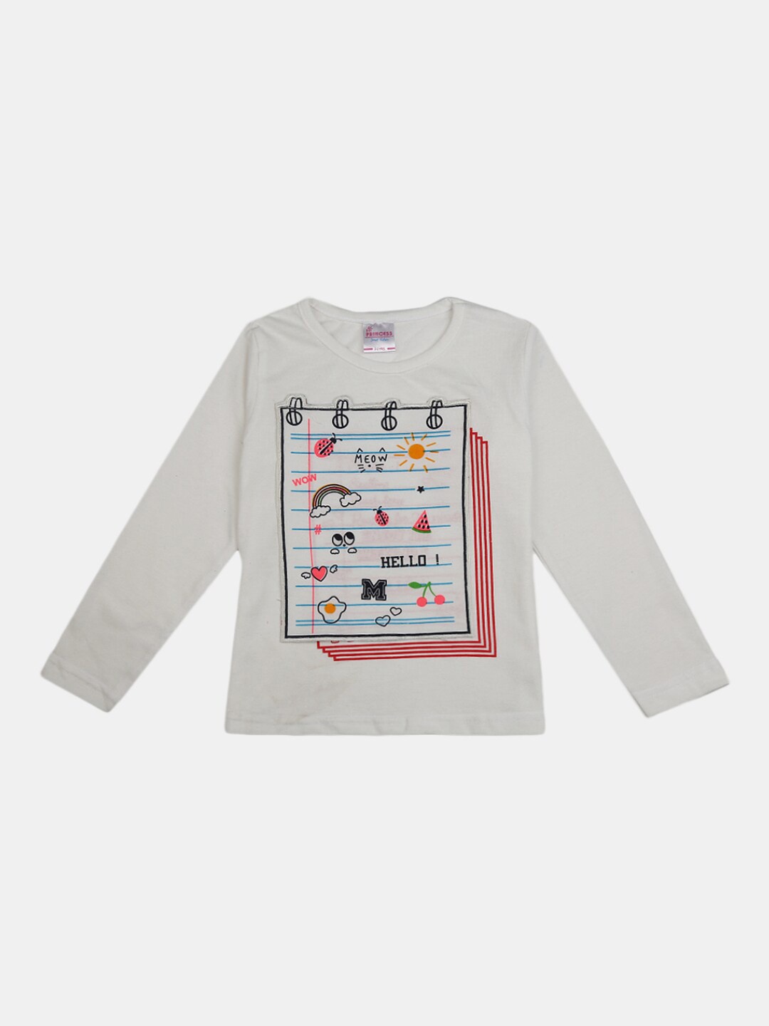 

V-Mart Girls Conversational Printed Cotton T-shirt, Off white