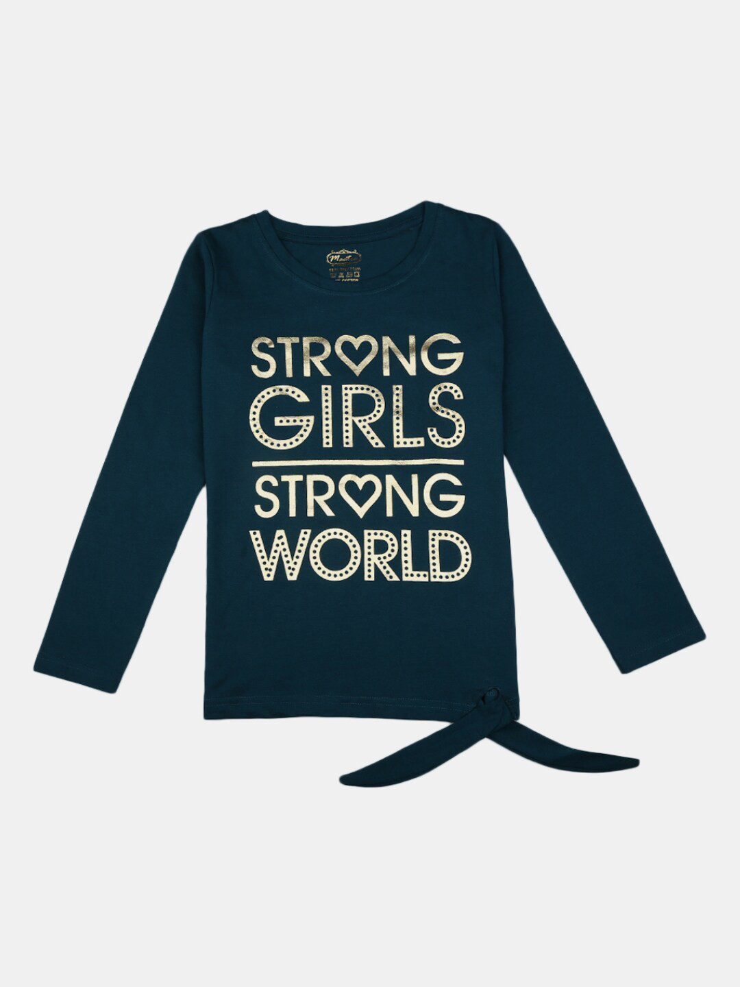 

V-Mart Girls Typography Printed Cotton T-shirt, Teal