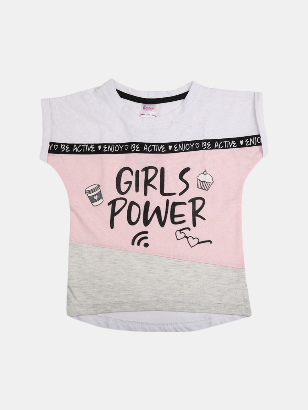 

V-Mart Girls Typography Printed Extended Sleeves Cotton T-shirt, Grey
