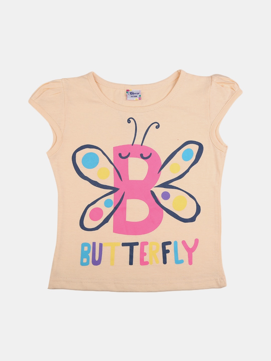 

V-Mart Girls Typography Printed Cotton T-shirt, Peach