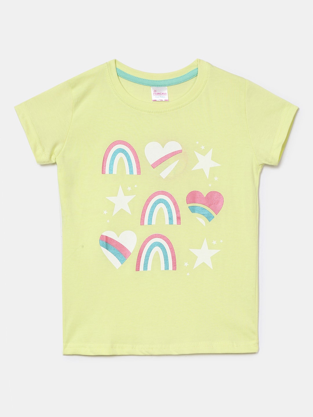 

V-Mart Girls Graphic Printed Cotton T-shirt, Yellow