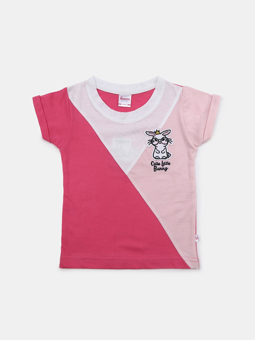 

V-Mart Girls Colourblocked Cotton T-shirt, Pink