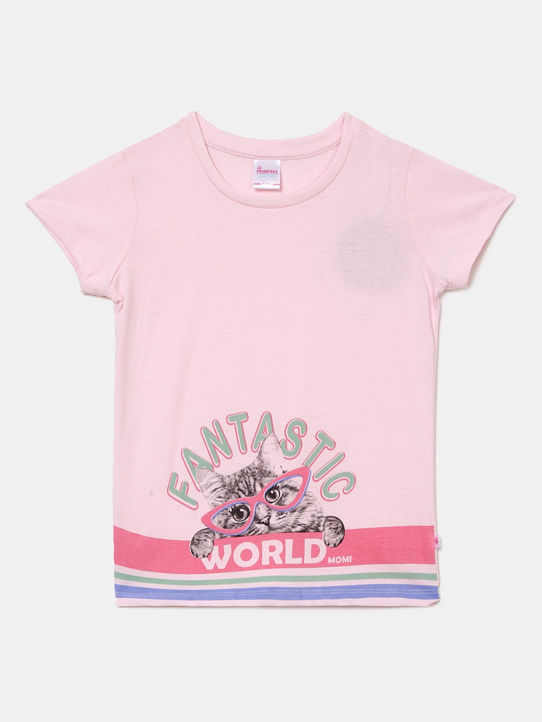 

V-Mart Girls Graphic Printed Cotton T-shirt, Pink