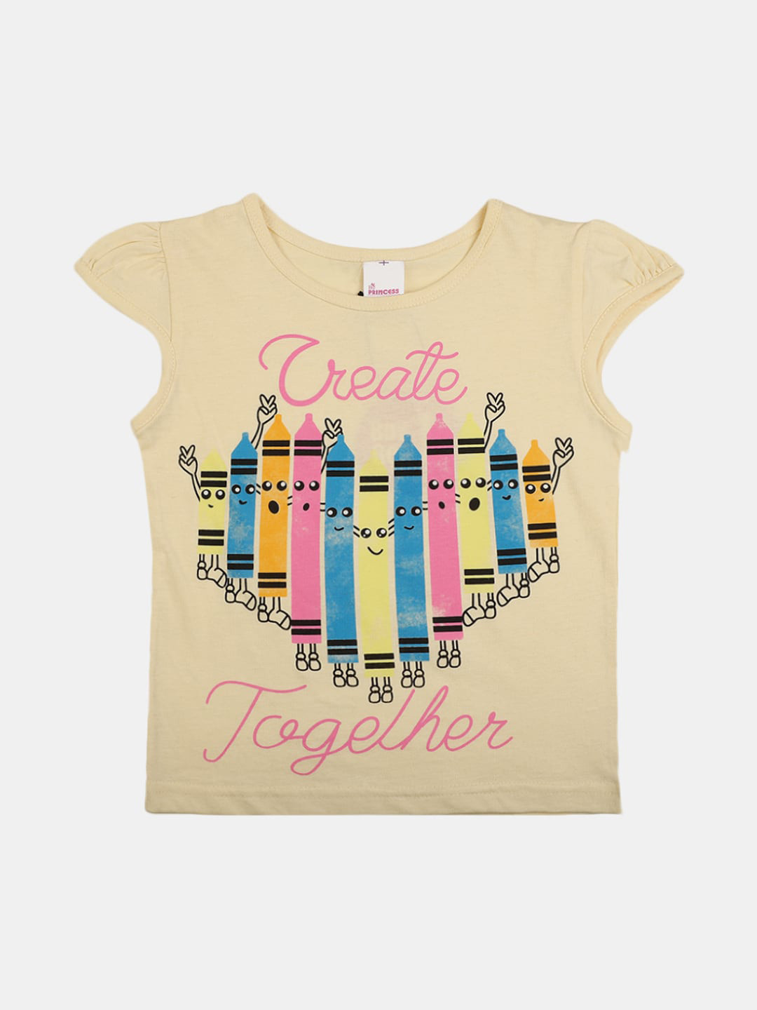 

V-Mart Girls Graphic Printed Cotton T-shirt, Cream