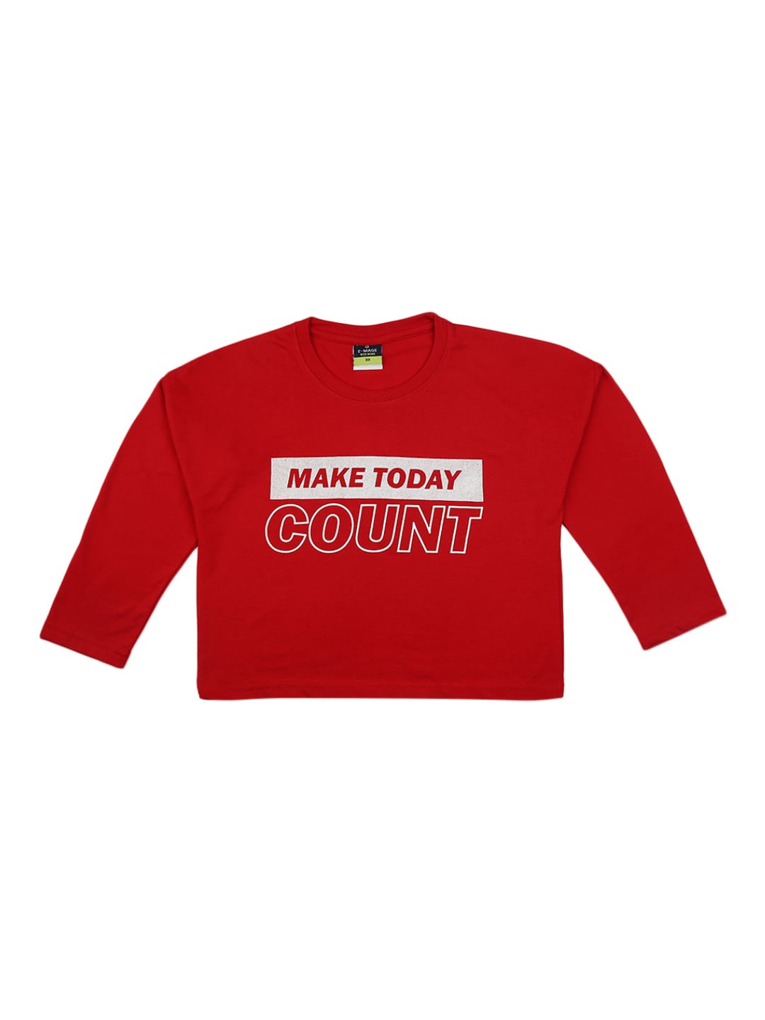 

V-Mart Girls Typography Printed Cotton T-shirt, Red