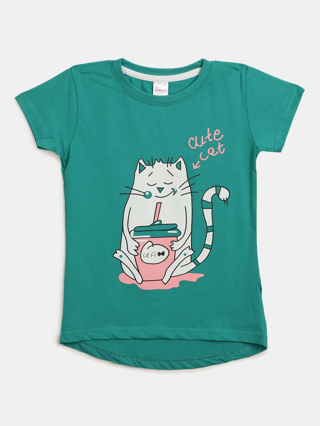 

V-Mart Girls Graphic Printed Cotton T-shirt, Green