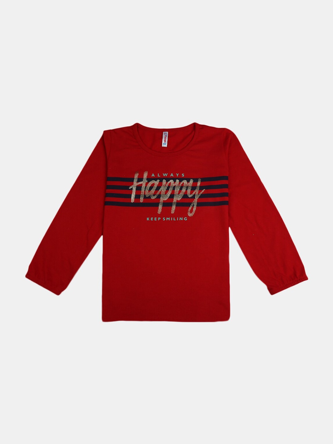 

V-Mart Girls Typography Printed Cotton T-shirt, Red