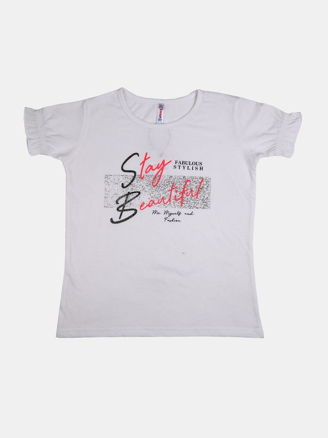 

V-Mart Girls Typography Printed Cotton T-shirt, White