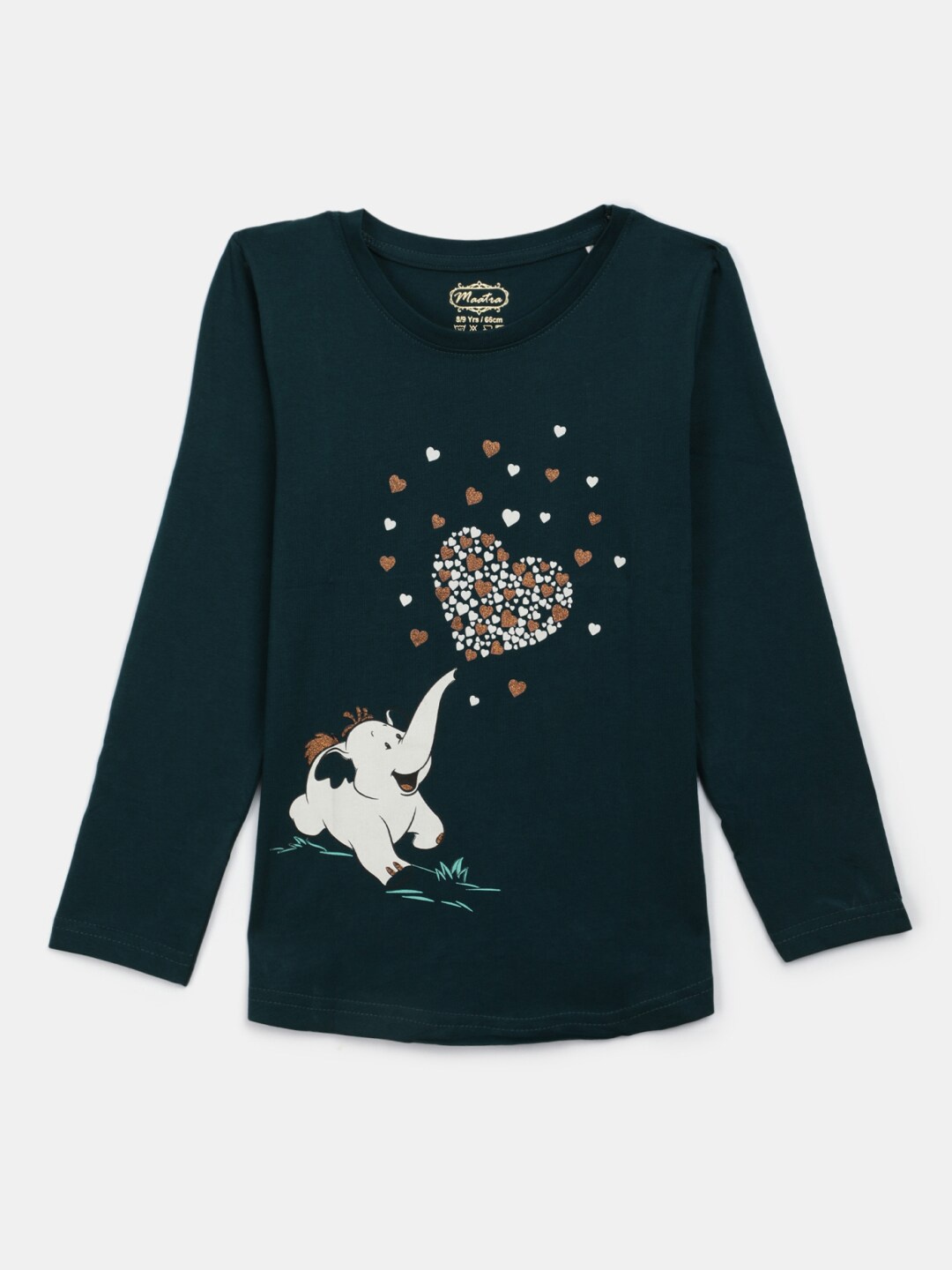 

V-Mart Girls Graphic Printed Cotton T-shirt, Teal