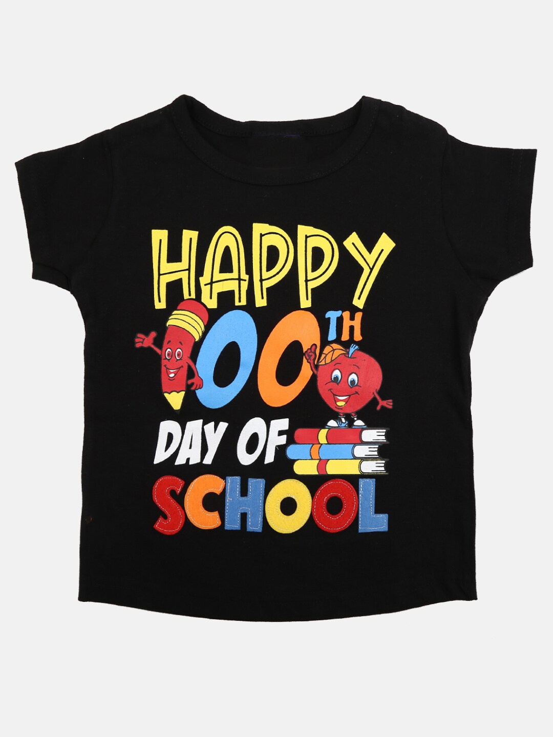 

V-Mart Girls Typography Printed Cotton T-shirt, Black
