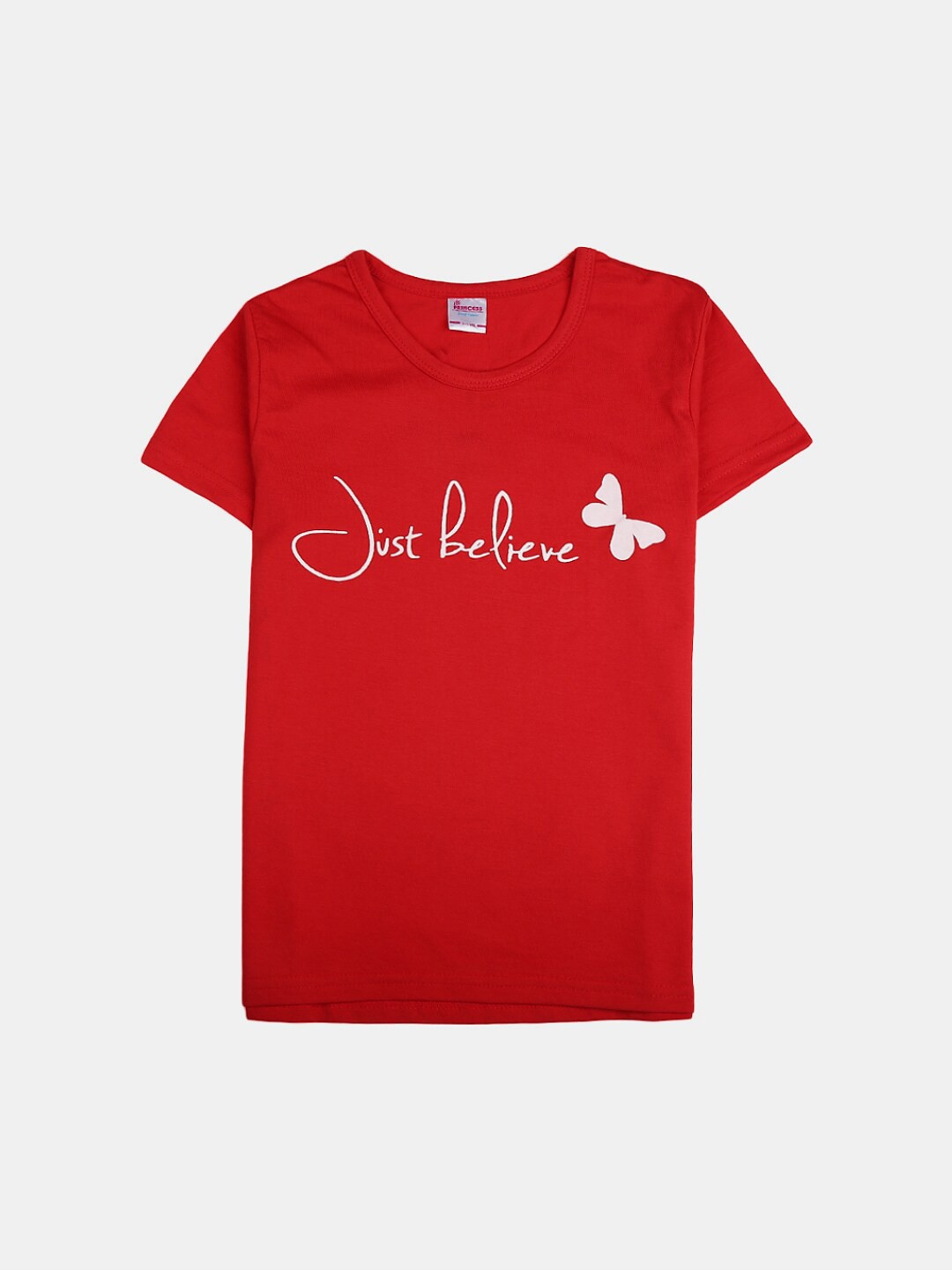 

V-Mart Girls Typography Printed Cotton T-shirt, Red