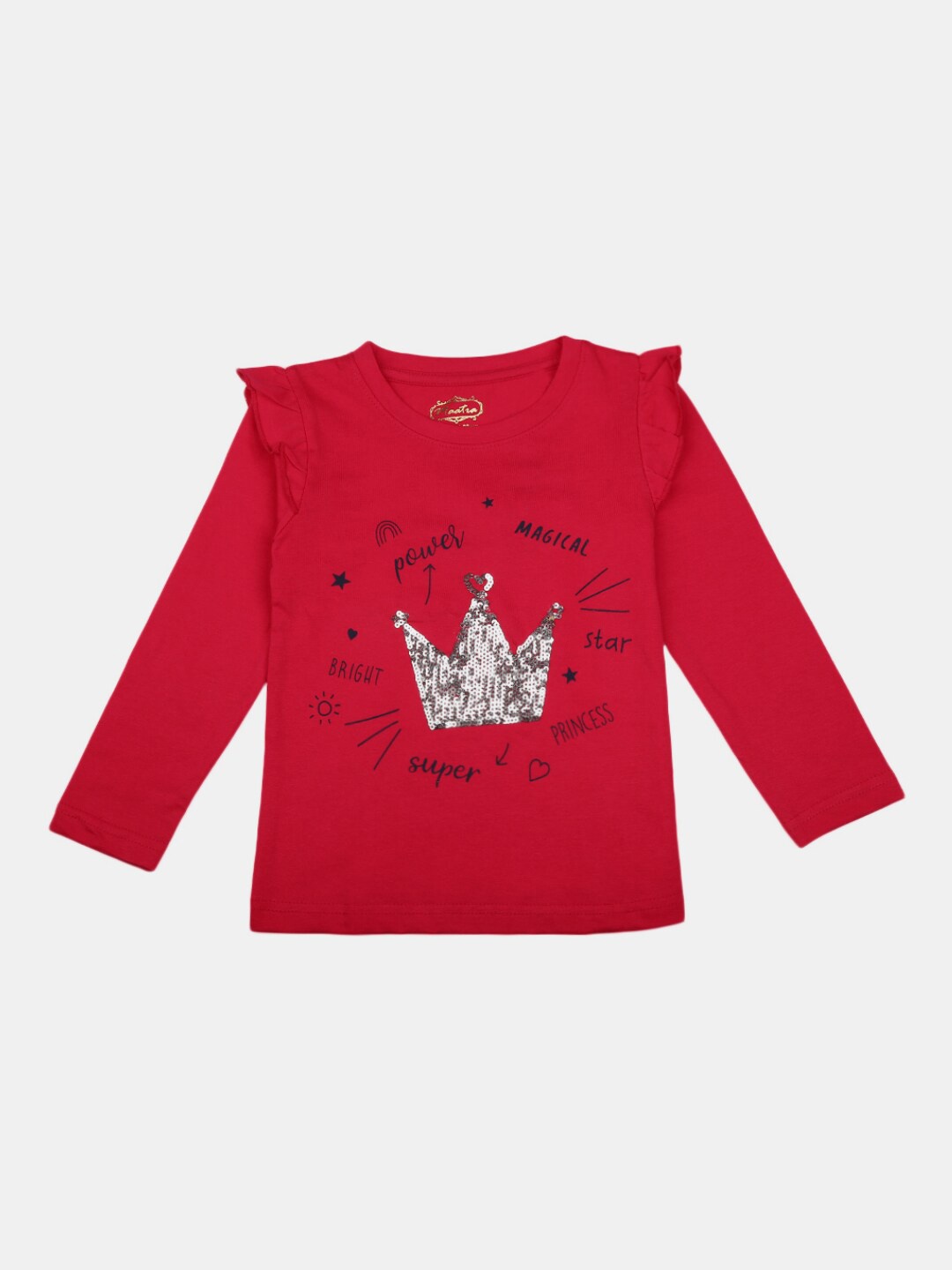 

V-Mart Girls Graphic Printed Cotton T-shirt, Fuchsia