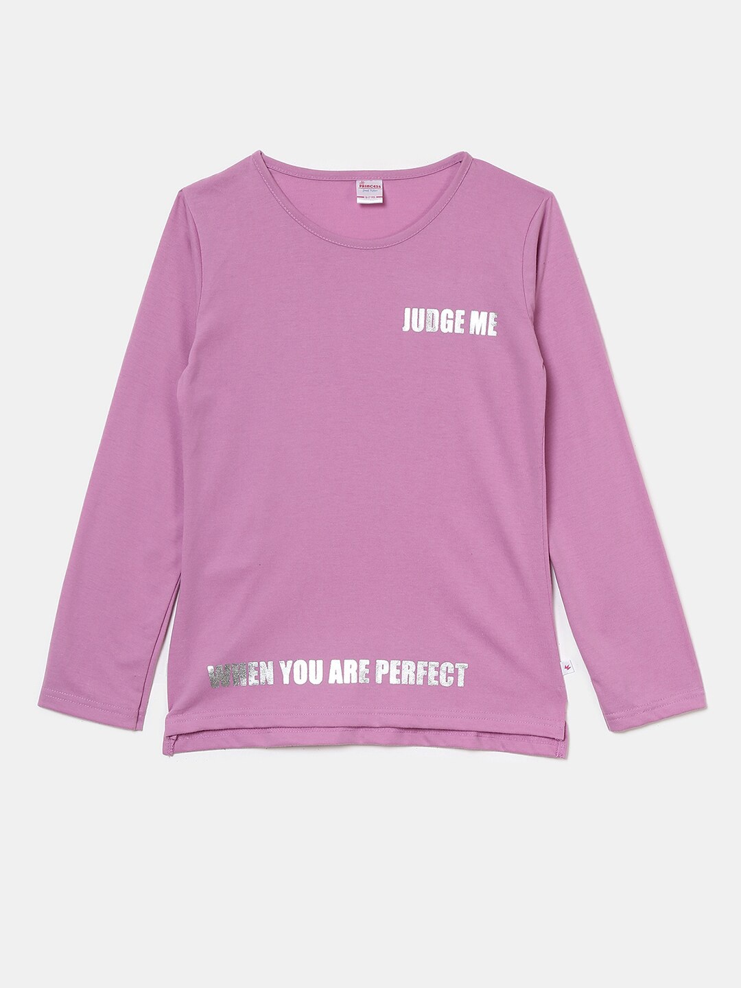 

V-Mart Girls Typography Printed Cotton T-shirt, Purple