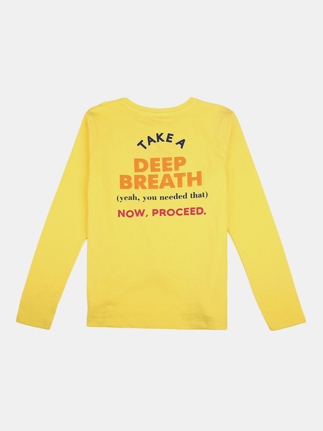 

V-Mart Girls Typography Printed Long Sleeves Cotton T-shirt, Yellow
