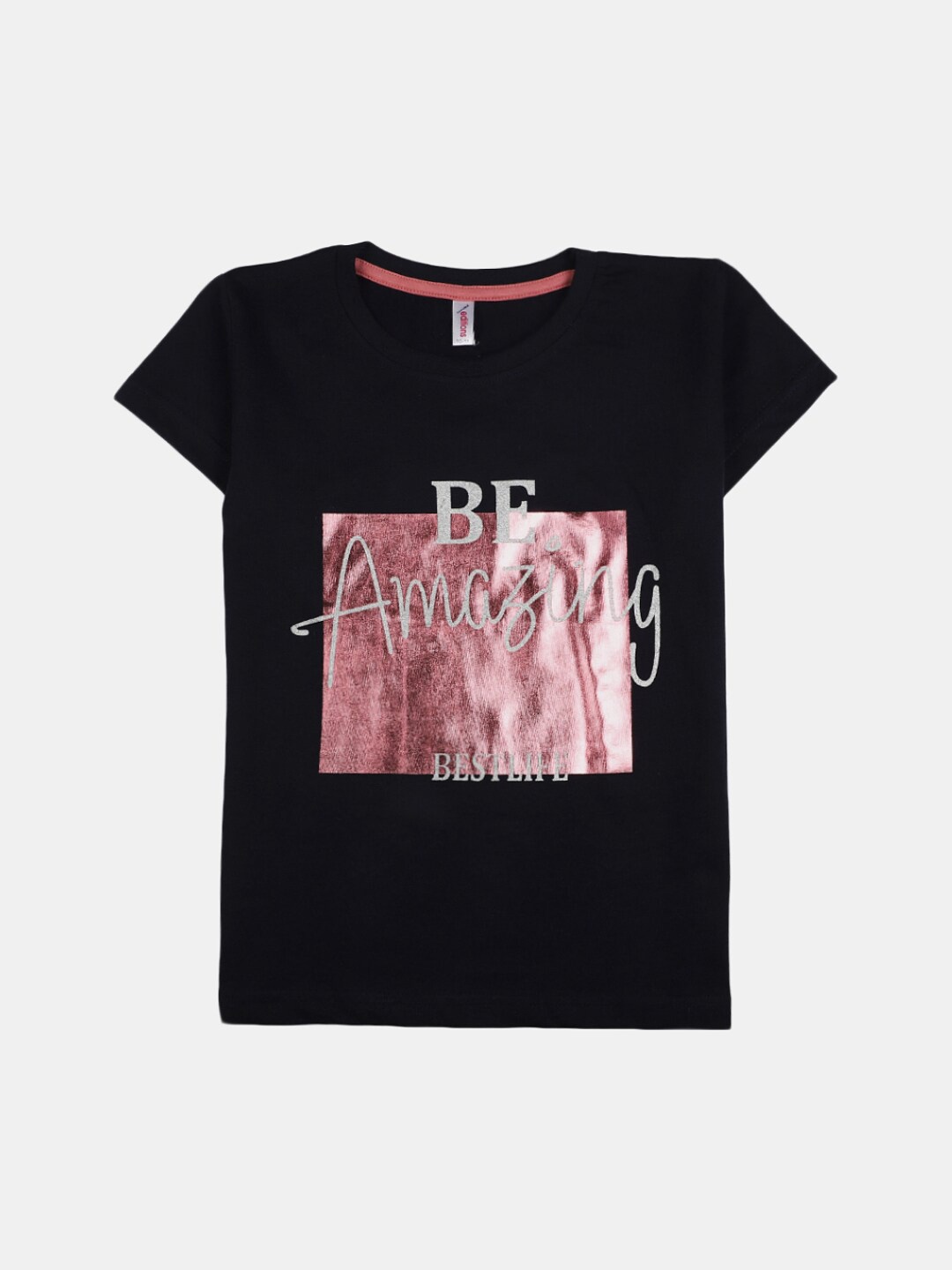

V-Mart Girls Graphic Printed Cotton T-Shirt, Navy blue