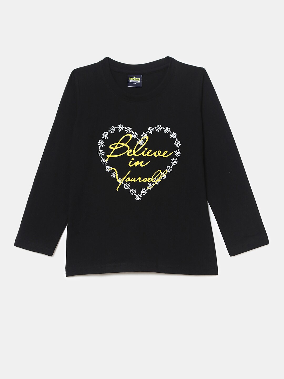 

V-Mart Girls Typography Printed Cotton T-Shirt, Black