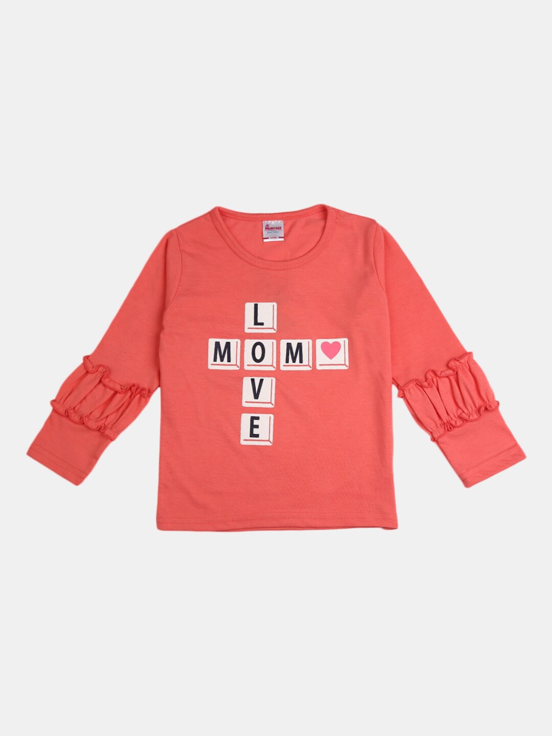 

V-Mart Girls Typography Printed Cotton T-Shirt, Peach