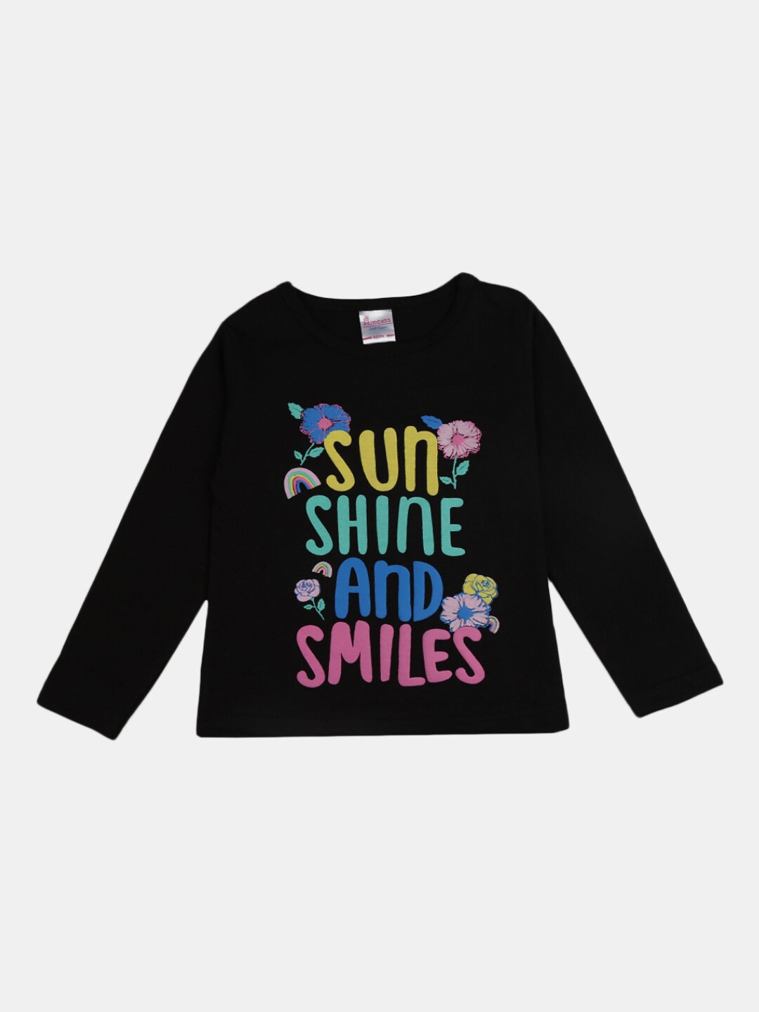 

V-Mart Girls Typography Printed Cotton T-Shirt, Black