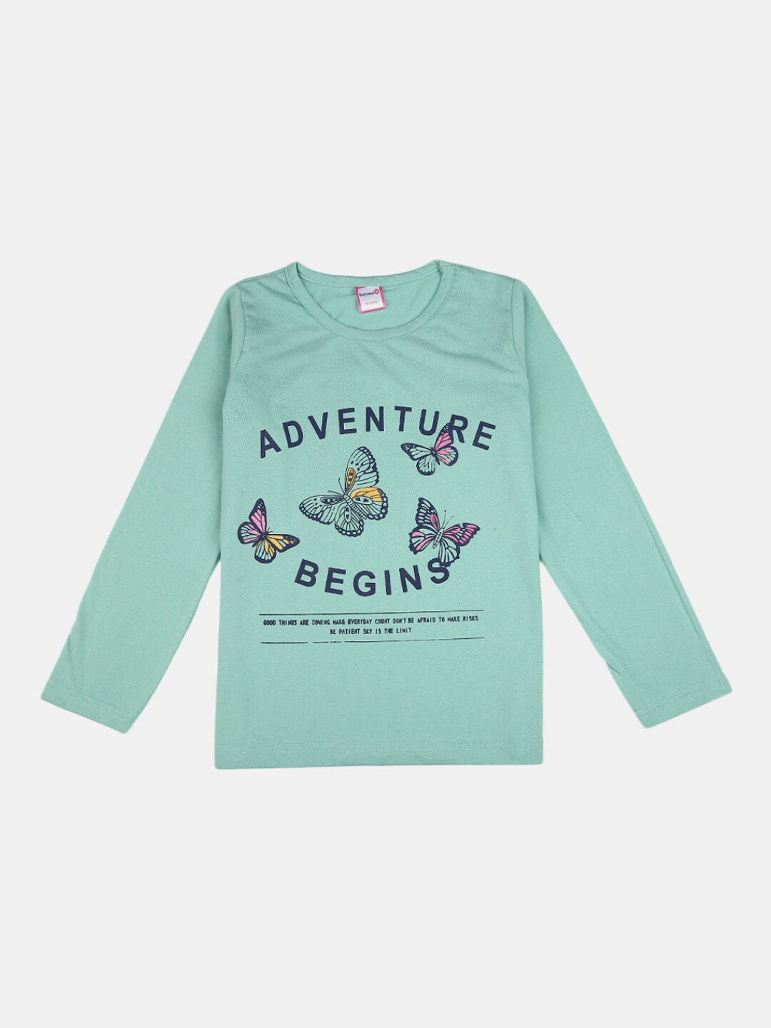 

V-Mart Girls Typography Printed Cotton T-Shirt, Sea green