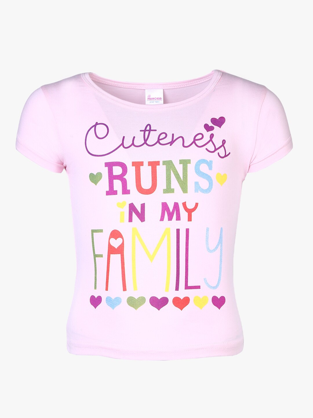 

V-Mart Girls Typography Printed Cotton T-Shirt, Pink
