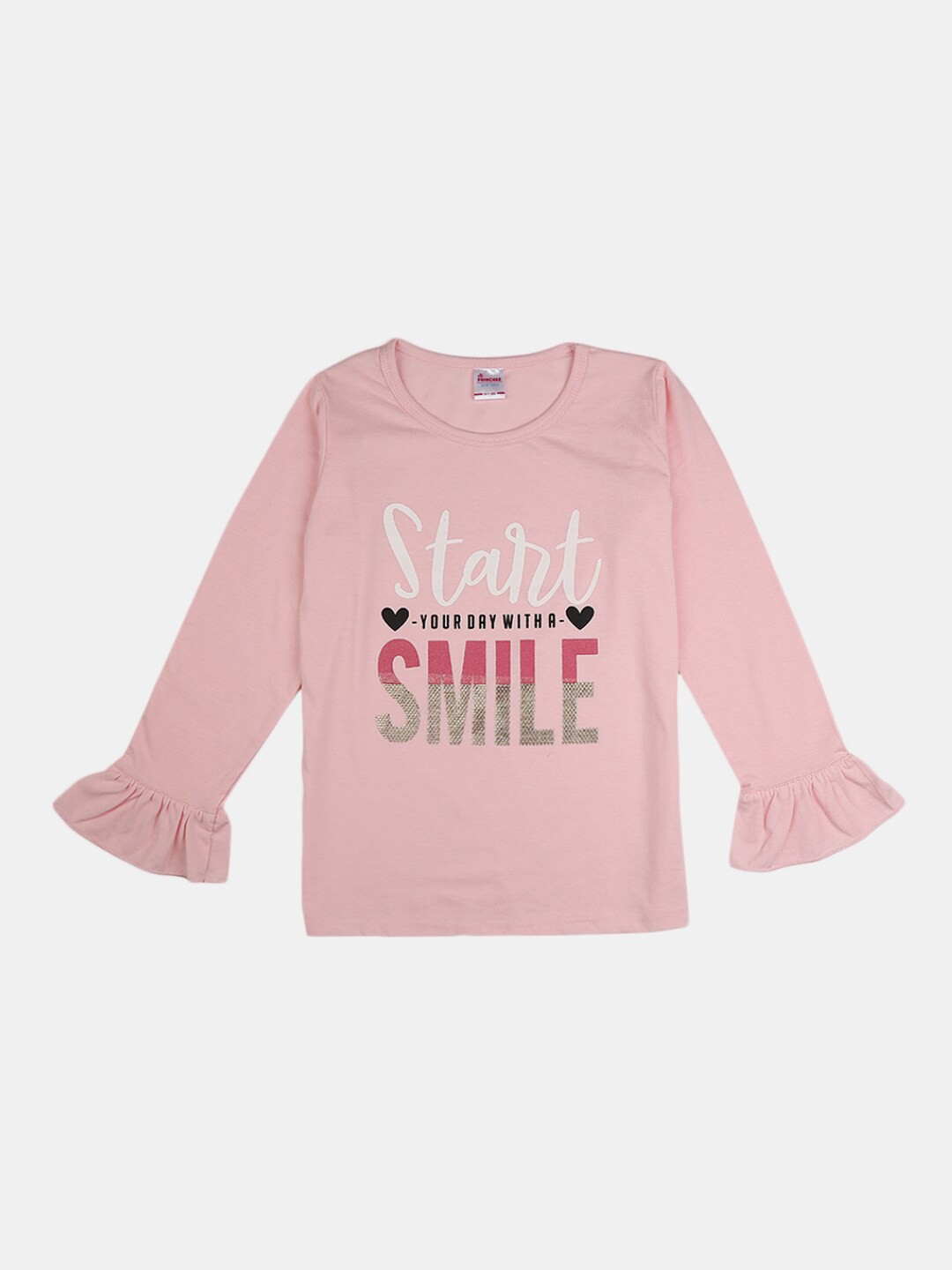 

V-Mart Girls Typography Printed Bell Sleeves Single Jersey Cotton T-shirt, Pink