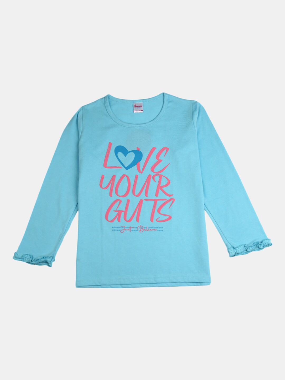 

V-Mart Girls Typography Printed Single Jersey Cotton T-shirt, Blue