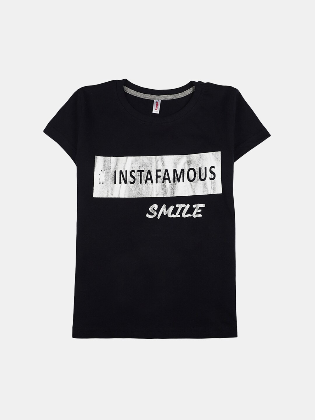

V-Mart Girls Typography Printed Cotton T-shirt, Navy blue