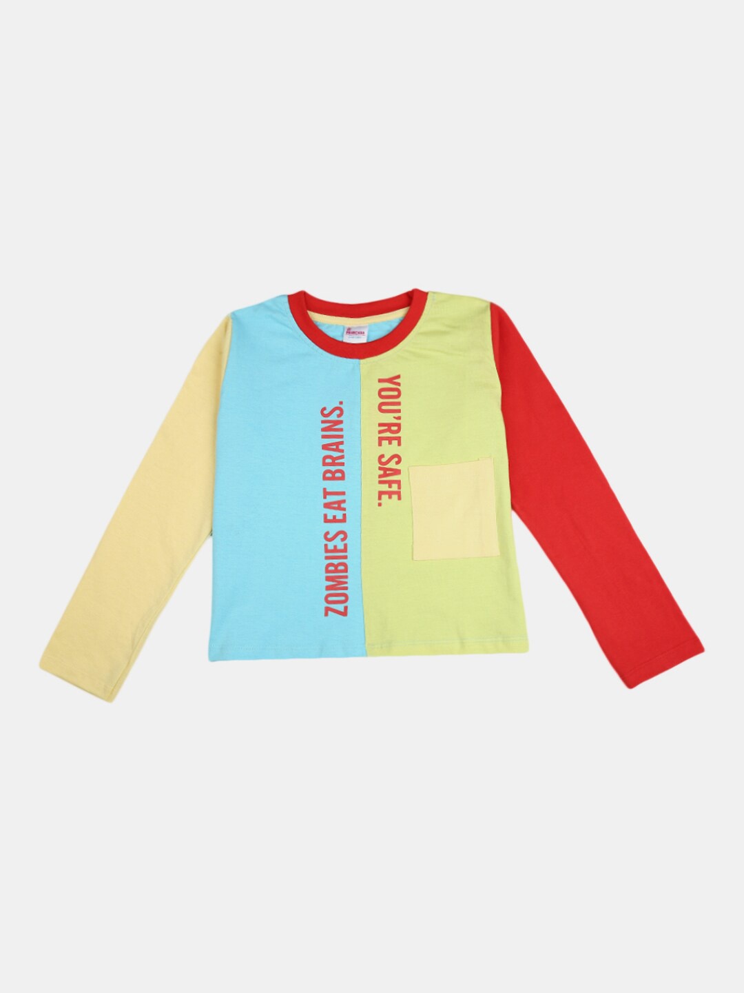 

V-Mart Girls Colourblocked Single Jersey Cotton T-shirt, Blue