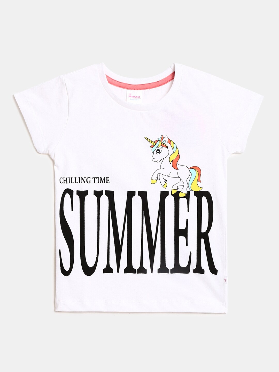 

V-Mart Girls Typography Printed Cotton T-shirt, White