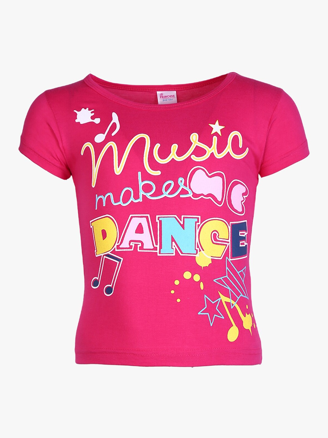 

V-Mart Girls Typography Printed Cotton T-shirt, Fuchsia