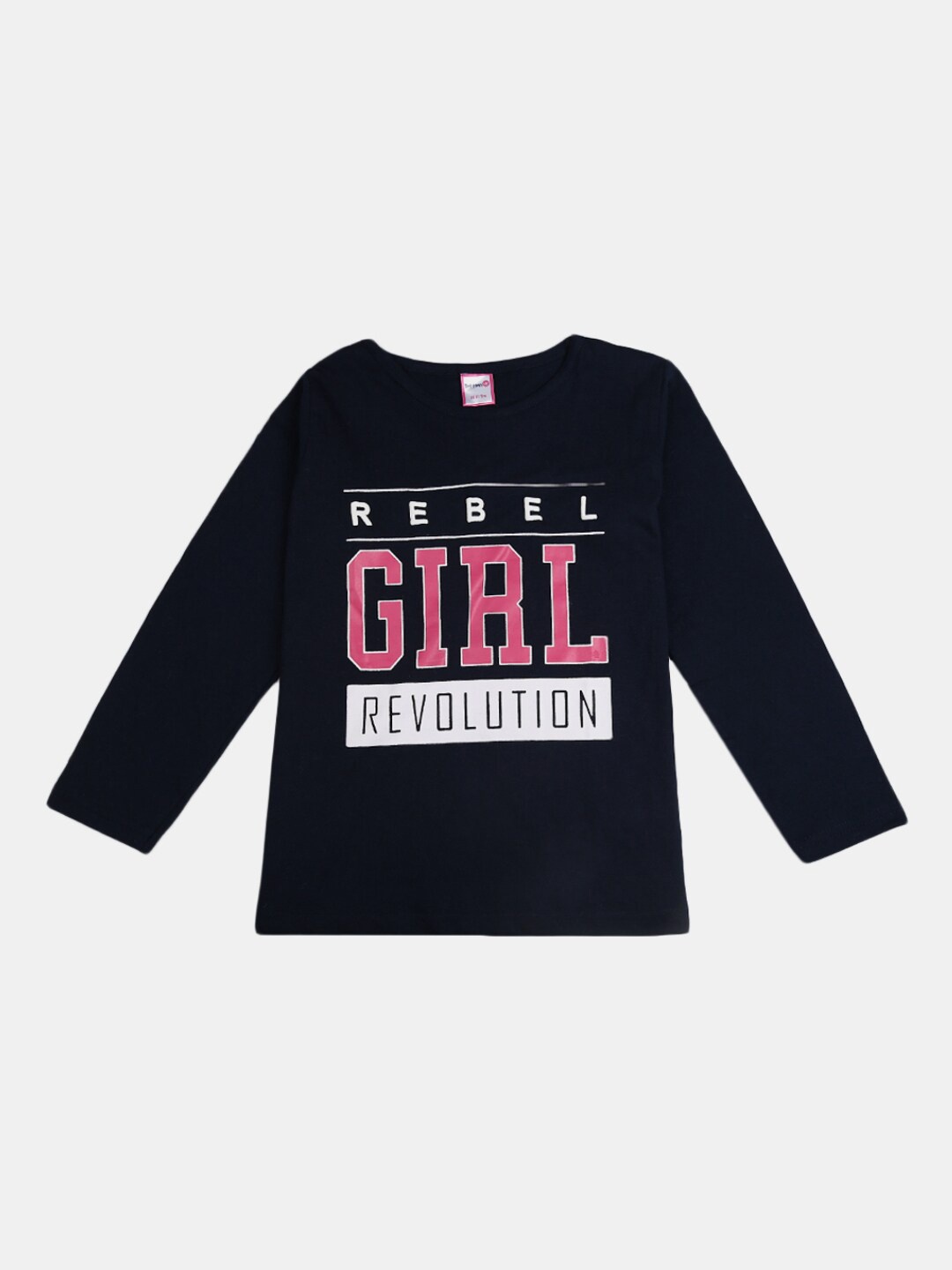 

V-Mart Girls Typography Printed T-shirt, Navy blue