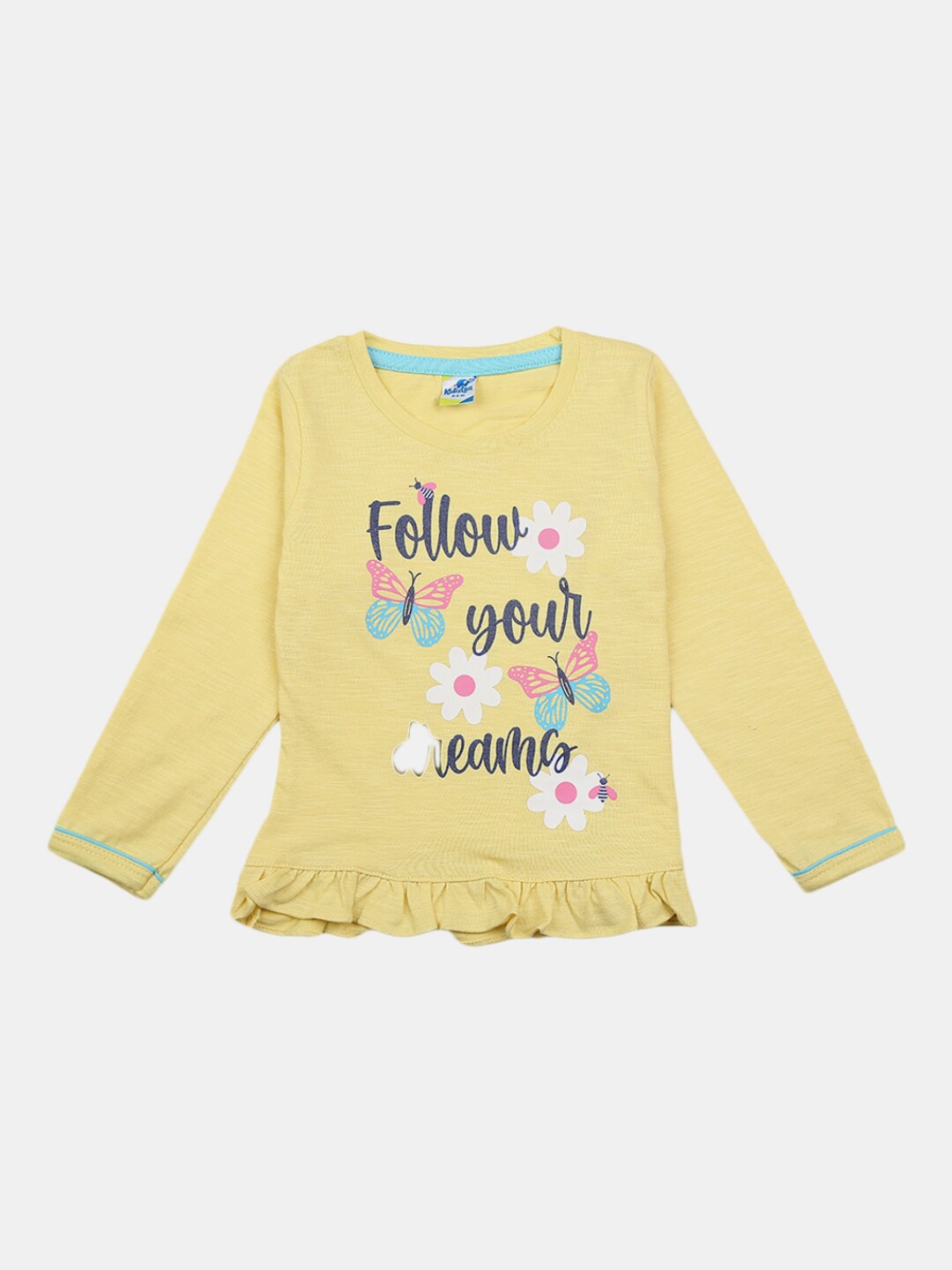 

V-Mart Infants Kids Typography Printed Cotton T-Shirt, Yellow