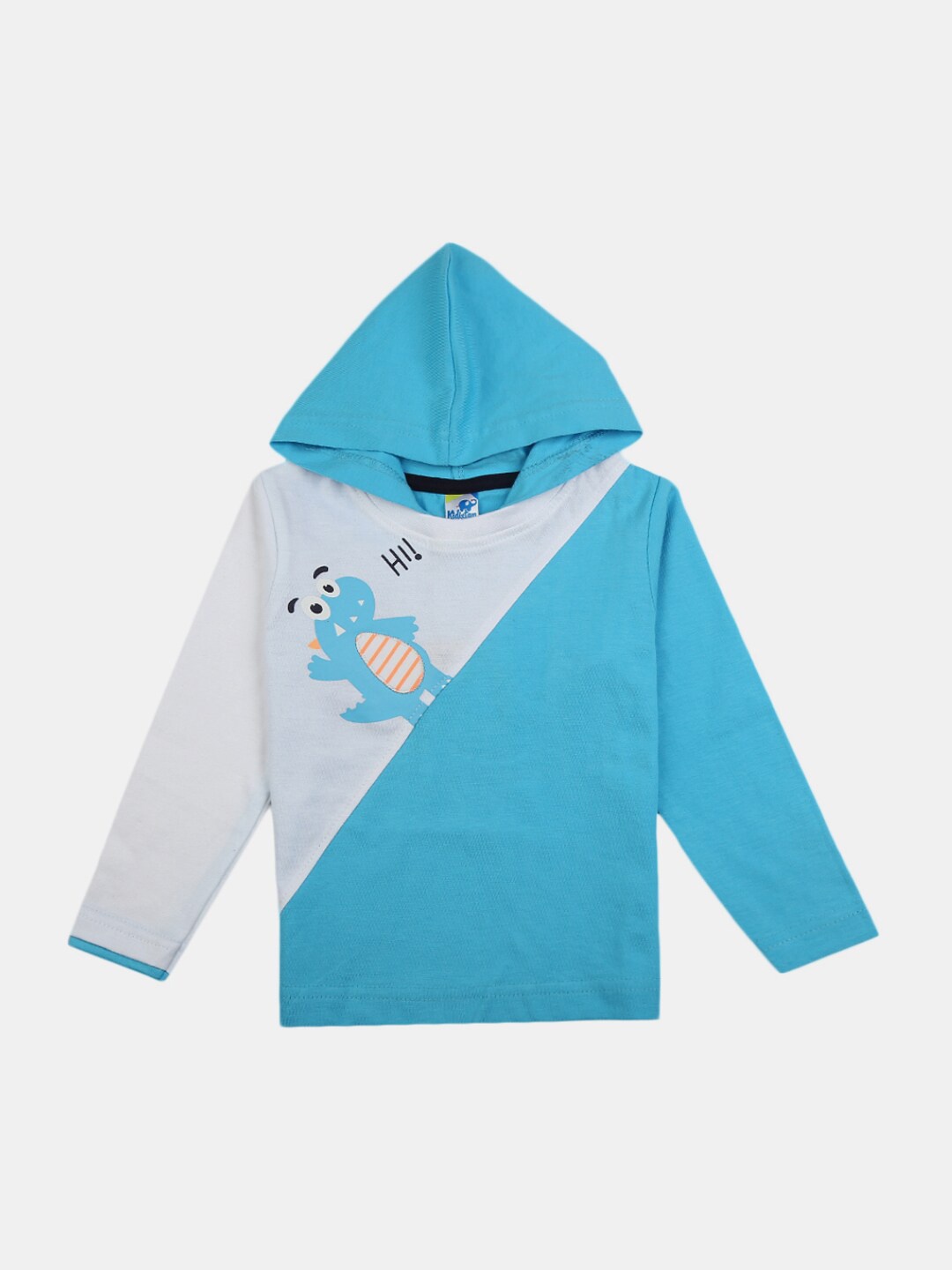 

V-Mart Infants Kids Colourblocked Hooded Cotton T-shirt, Blue