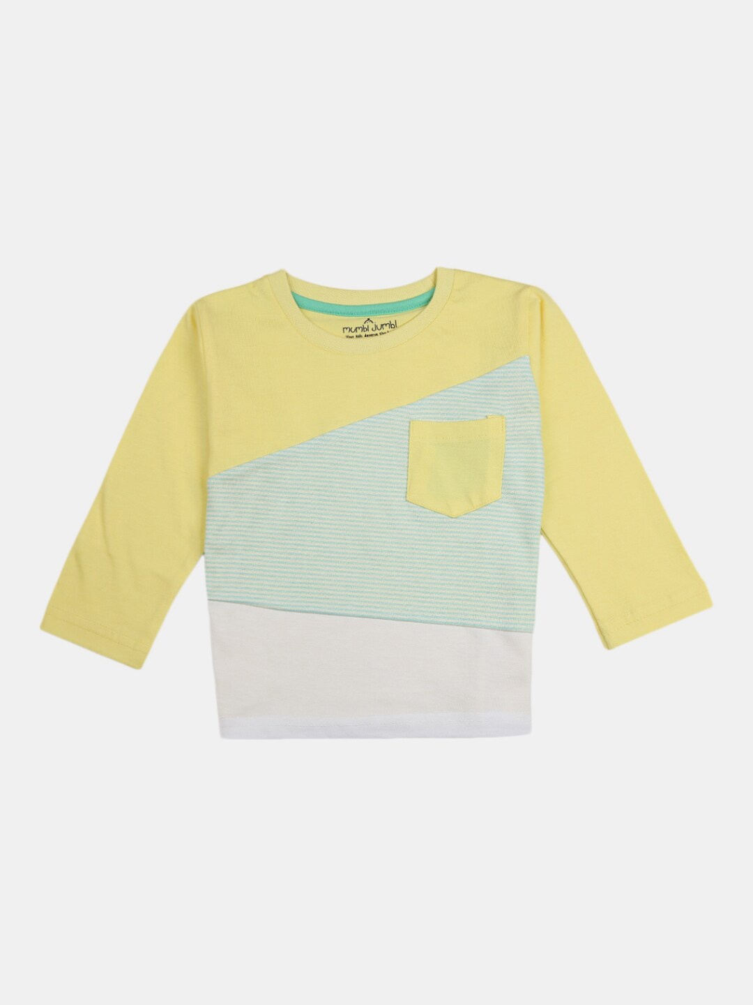 

V-Mart Infant Kids Colourblocked Round Neck Cotton T-shirt, Yellow