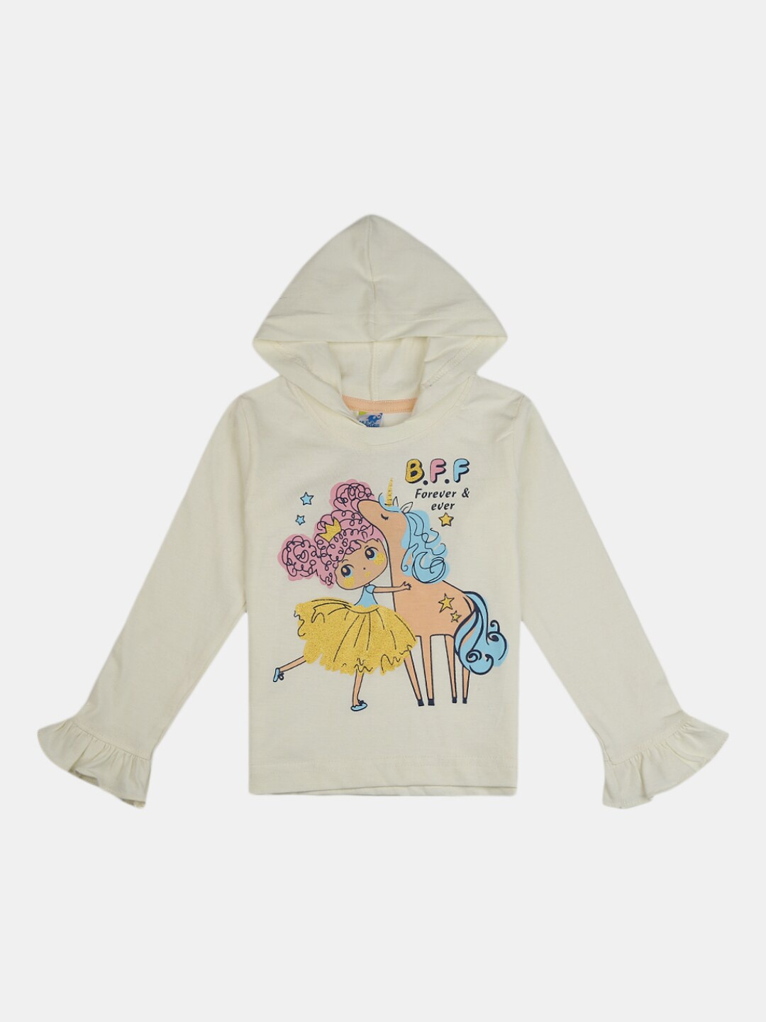 

V-Mart Infant Graphic Printed Hooded Long Sleeves Cotton T-shirt, Cream