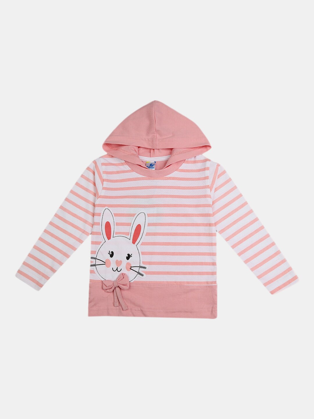 

V-Mart Infants Kids Striped Hooded Cotton T-shirt, Peach