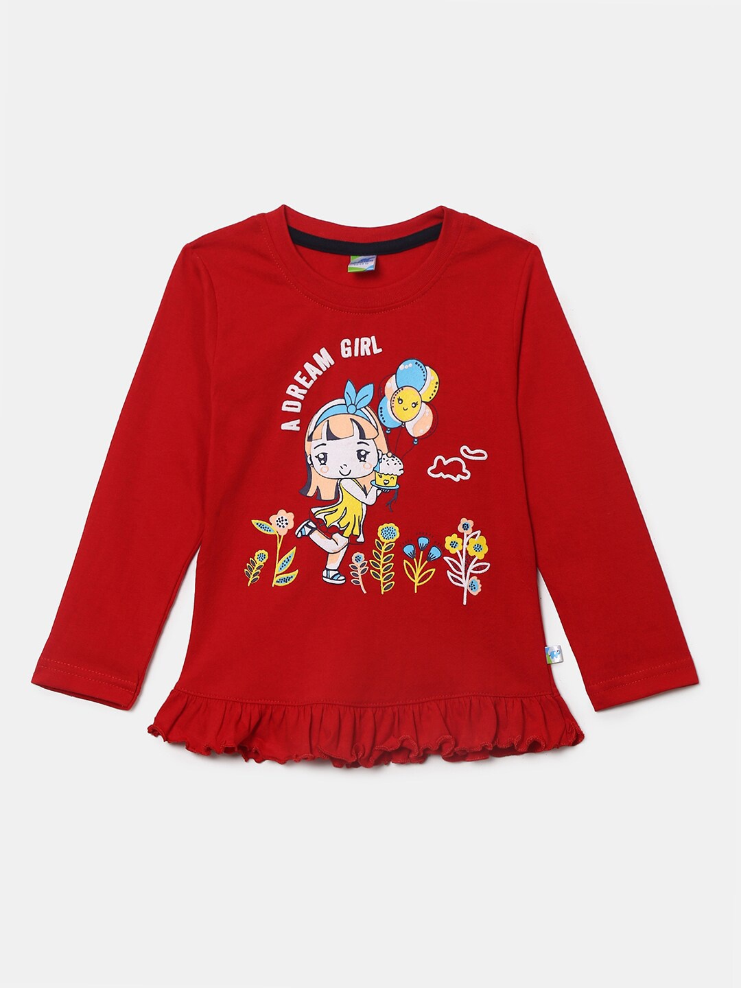 

V-Mart Infants Girls Graphic Printed Cotton Regular Top, Red