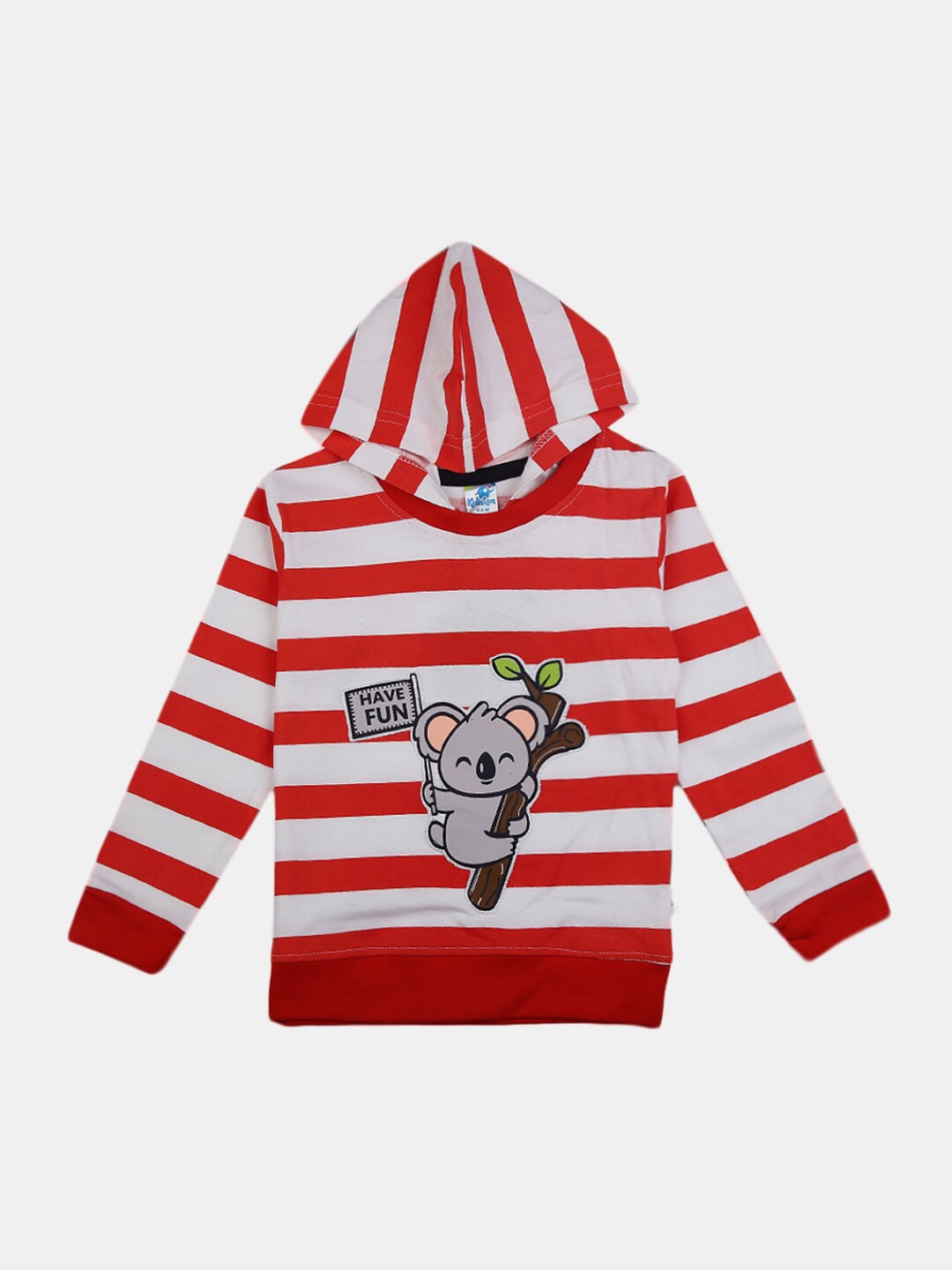 

V-Mart Infants Striped Hooded Long Sleeves Cotton T-shirt, Red