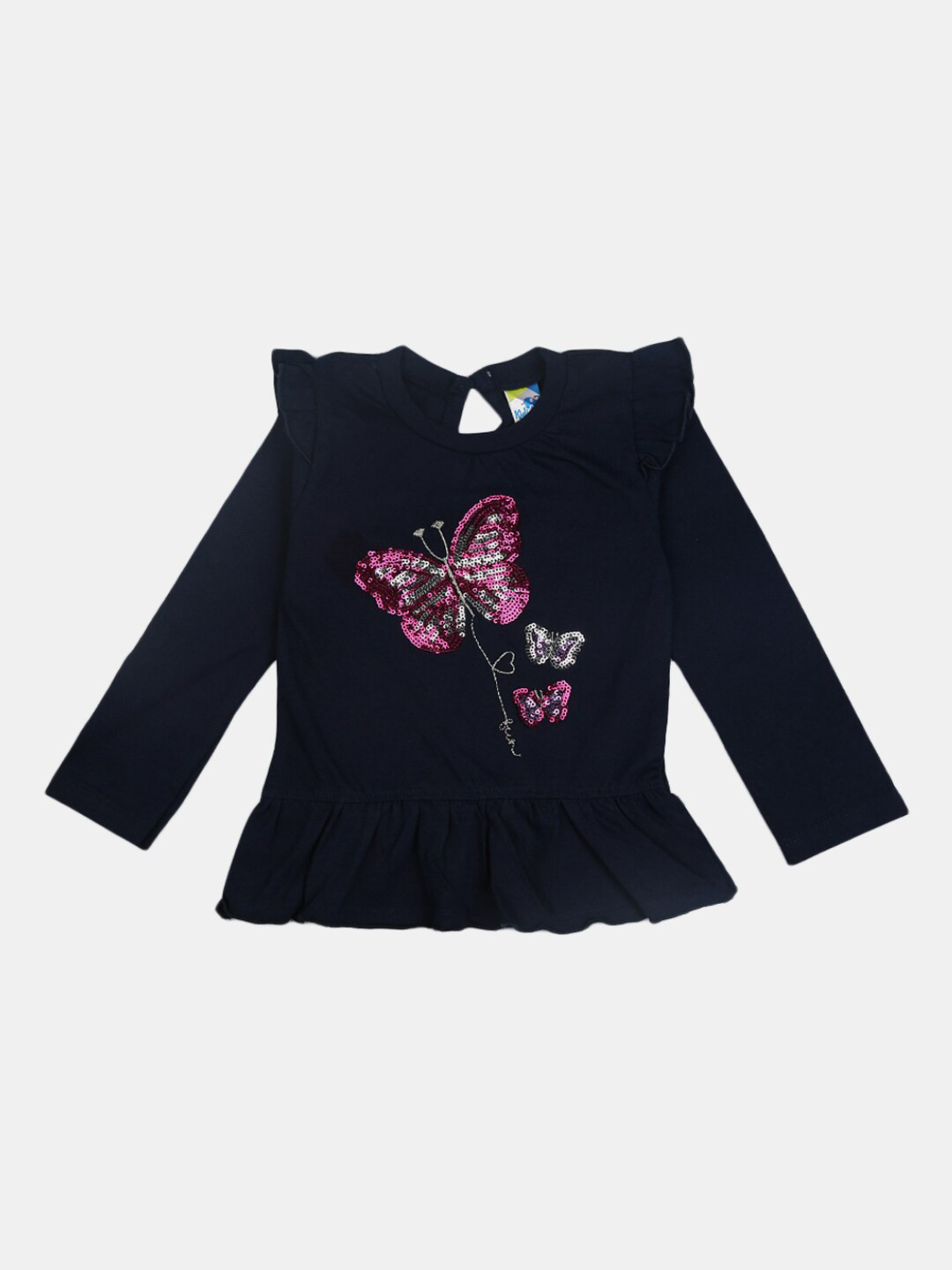 

V-Mart Infants Conversational Printed Cotton T-shirt, Navy blue