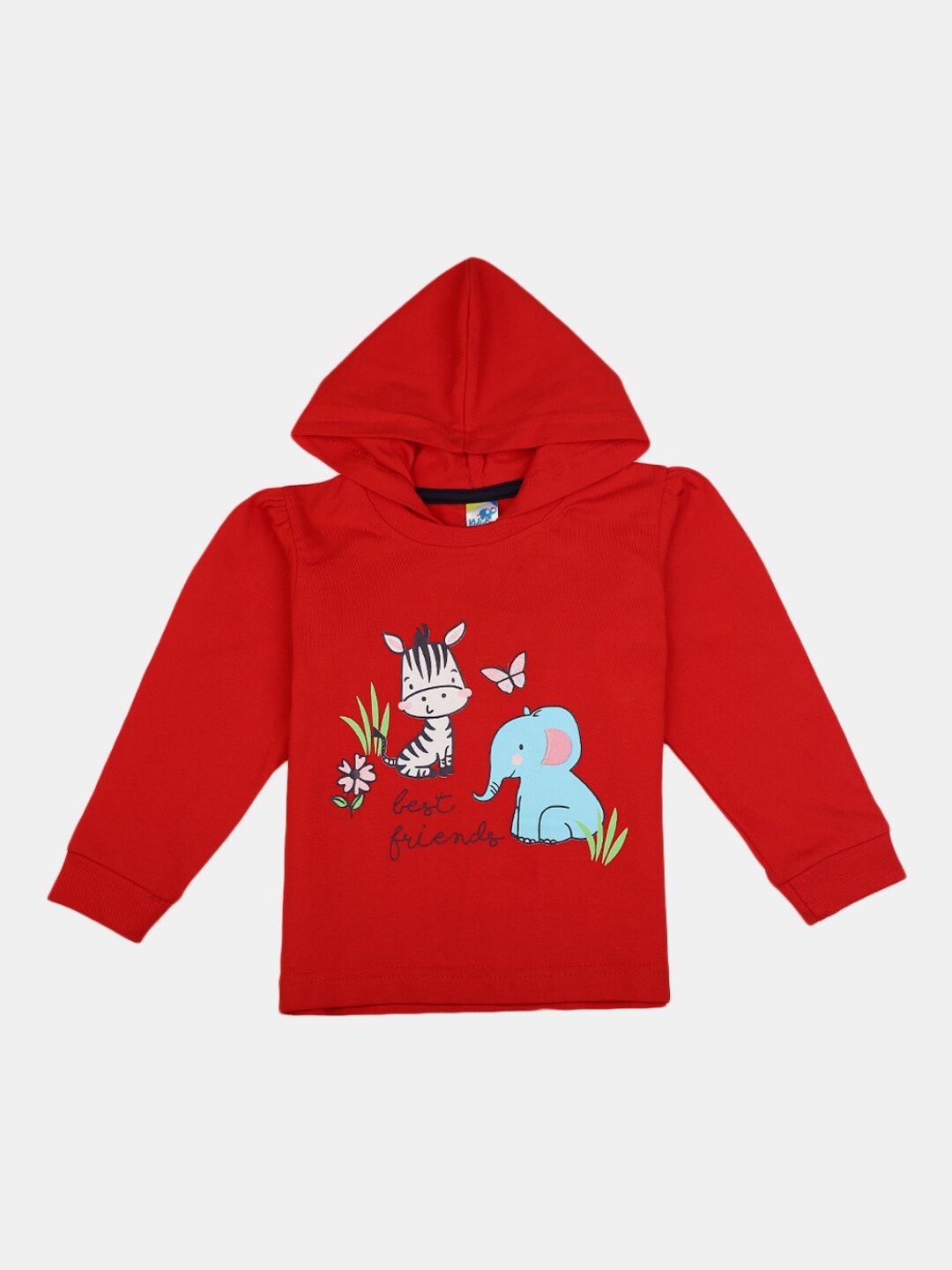 

V-Mart Infant Kids Graphic Printed Hooded Cotton T-shirt, Red