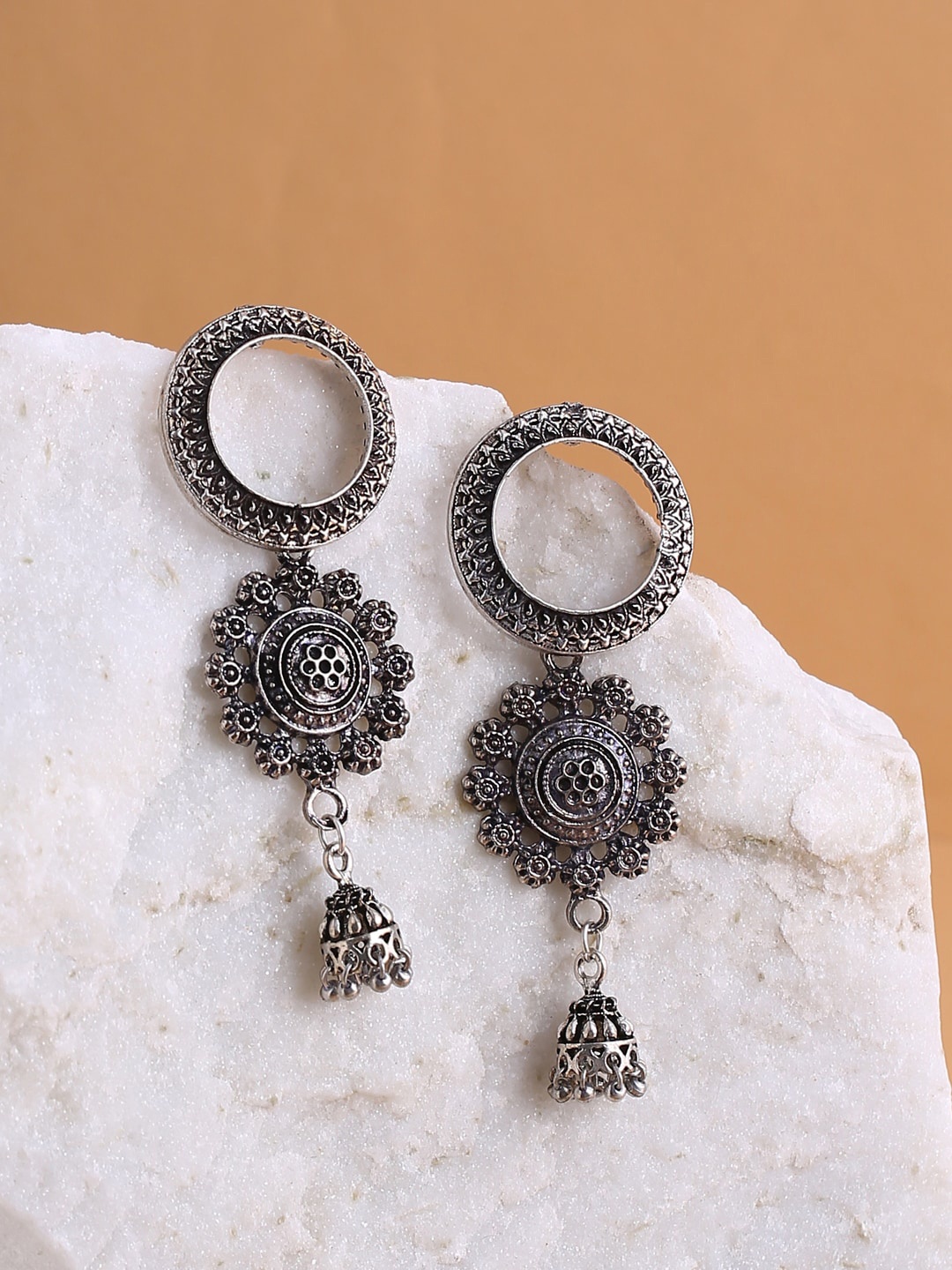 

Shoshaa Silver-Plated Oxidised Classic Drop Earrings
