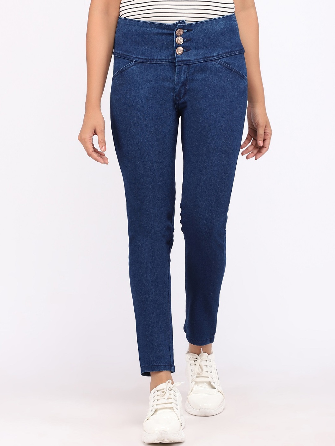 

AngelFab Women Jean Skinny Fit High-Rise Light Fade Stretchable Cotton Jeans, Blue